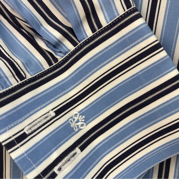Van Laack Royal Camicia 40 Azzurra Striata Molto Buona #U1142